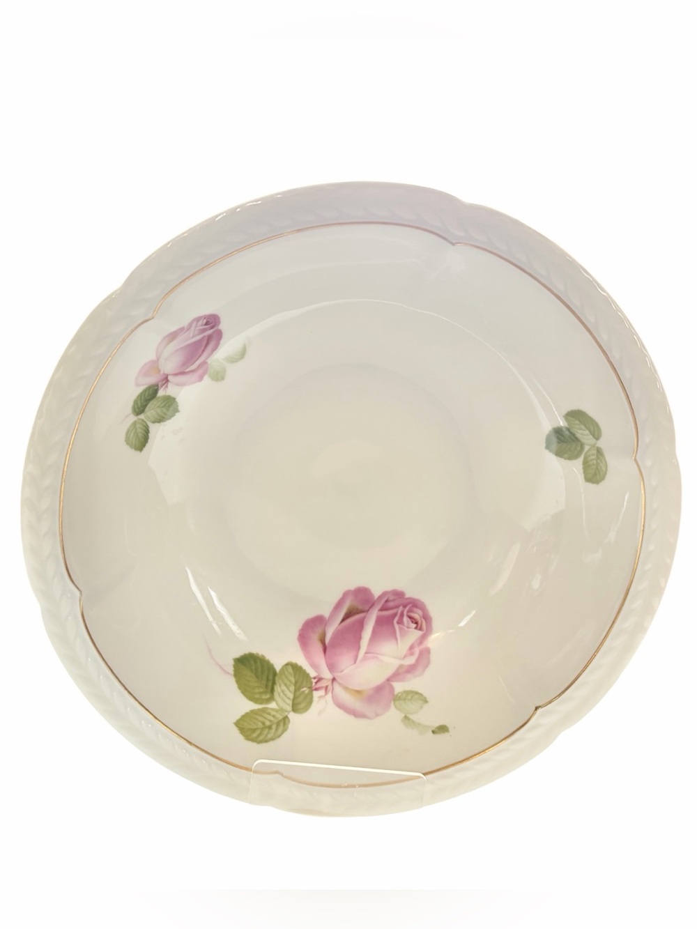 Vintage Fritz Thomas Bavaria Pink Rose Porcelain 10” Serving Bowl